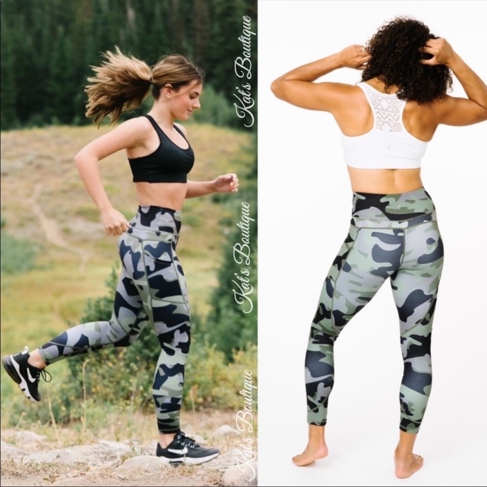 Zyia green light and tight camo leggings size 7/8 24in